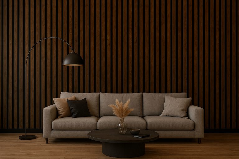 Riflaj Acustic Modern din Lemn – fonoabsorbant lemn maro