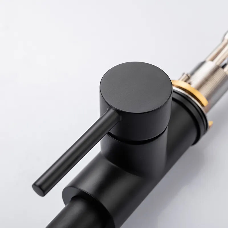 Baterie Lavoar Negru Mat cu Pipă Ajustabilă – Design Modern și Practic, vst123