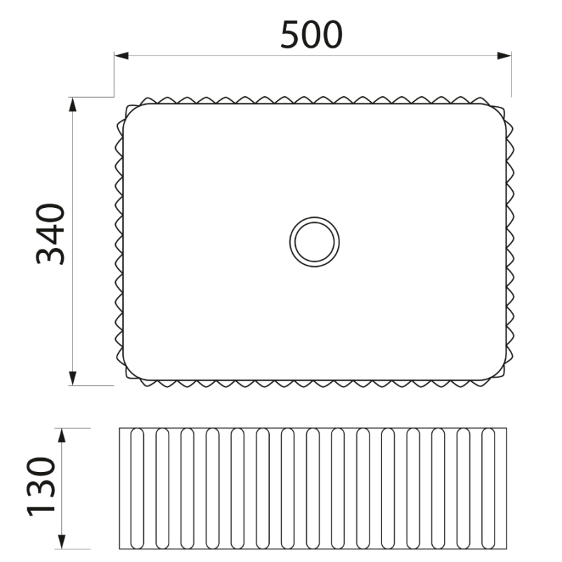 Lavoar Dreptunghiular cu Striații, 50 x 34 cm, Alb VST21