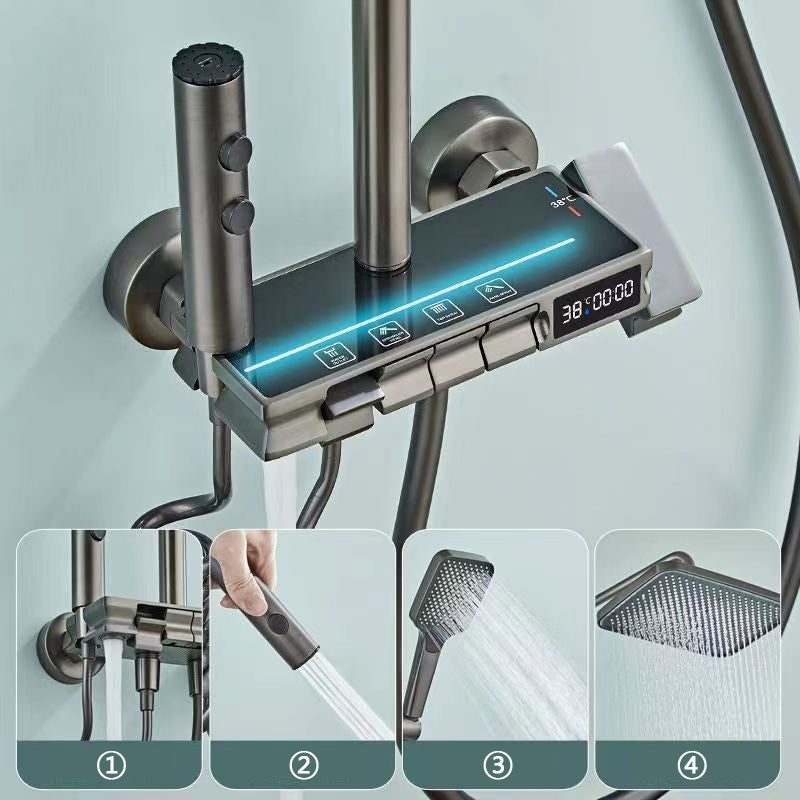 Set de Duș SmartLux Black - Cu Afișaj Digital și Funcție Termostatică, Negru Mat