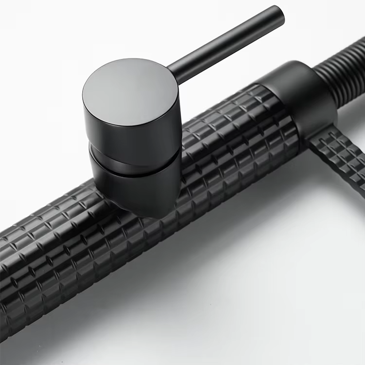 Baterie de bucătărie cu duș extractibil, pipă înaltă 49 cm, Negru, VST137