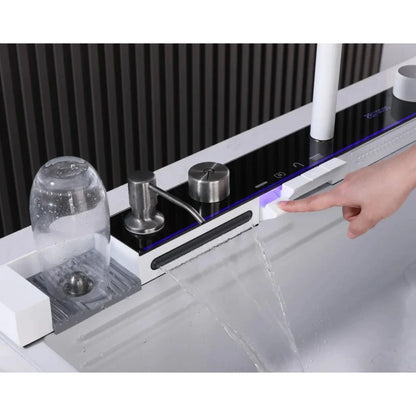Chiuvetă Bucătărie Premium – Inox Alb mat, 75x45 cm, Accesorii Incluse