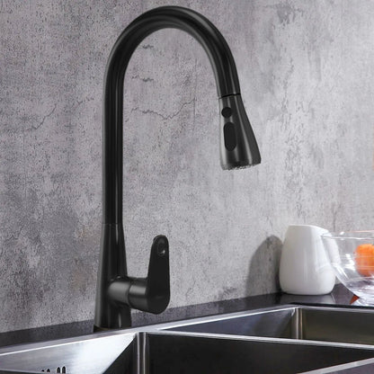 Baterie bucătărie negru mat cu duș extensibil modern