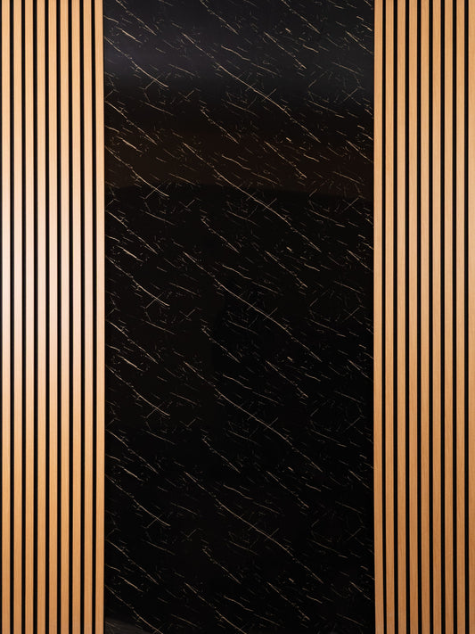 Placa PVC Marmura Negru Cu Auriu 8098-2