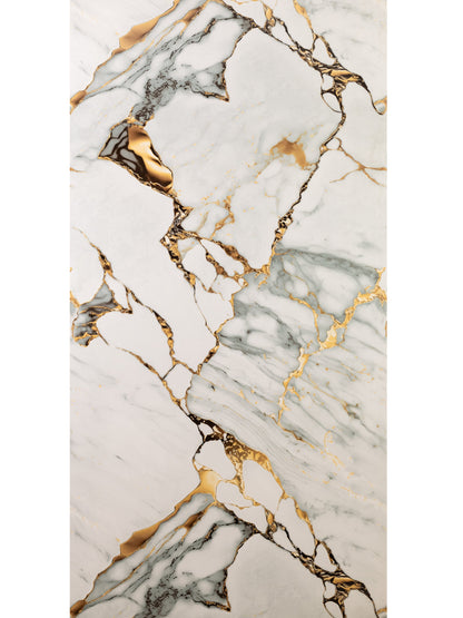 Placă Decorativă PVC – Emerald Gold Shine, Marmură Auriu, Verde și Alb