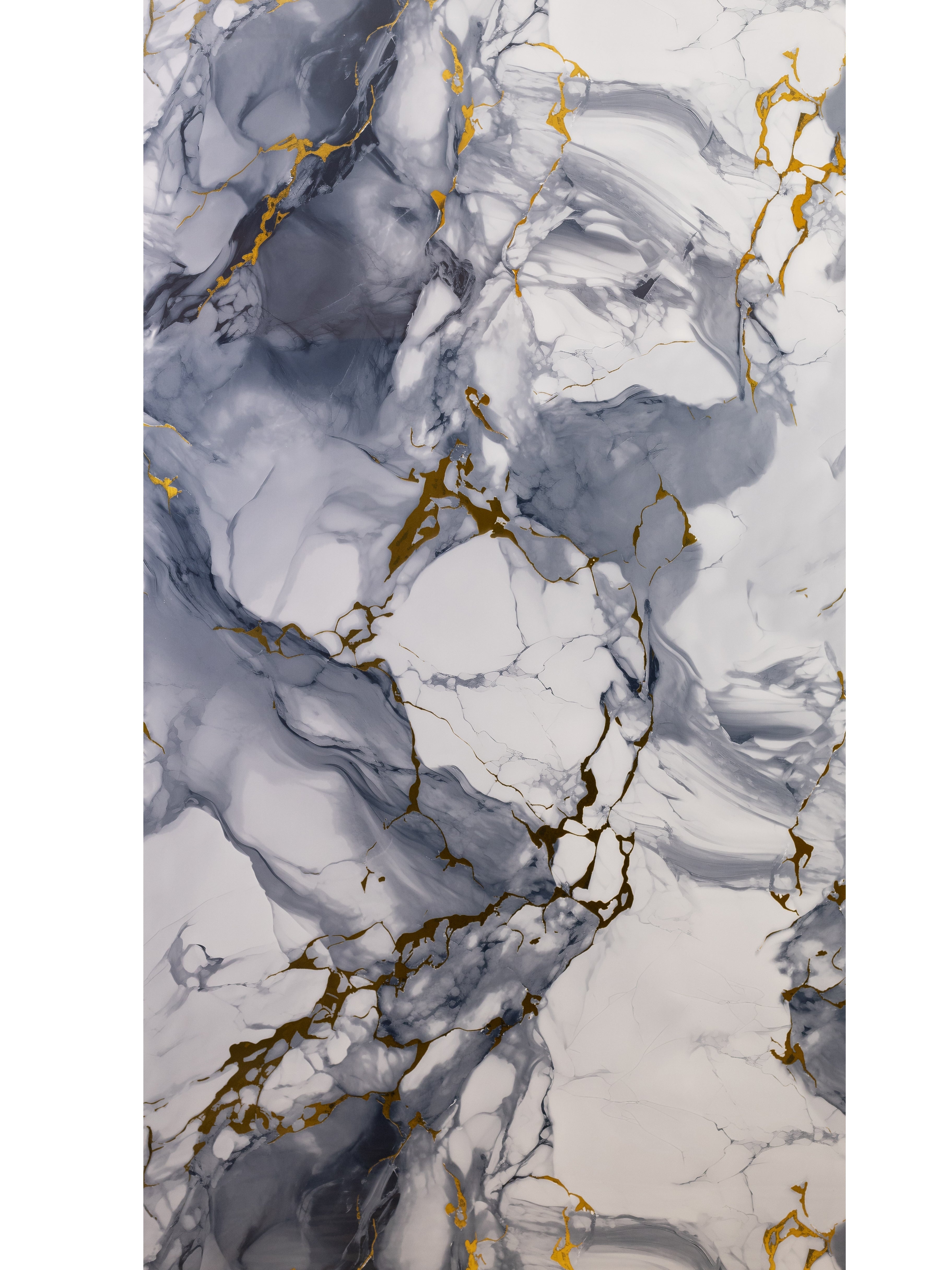 Placă Decorativă PVC – Azure Royal Shine, Marmură Albastră cu Accente Aurii
