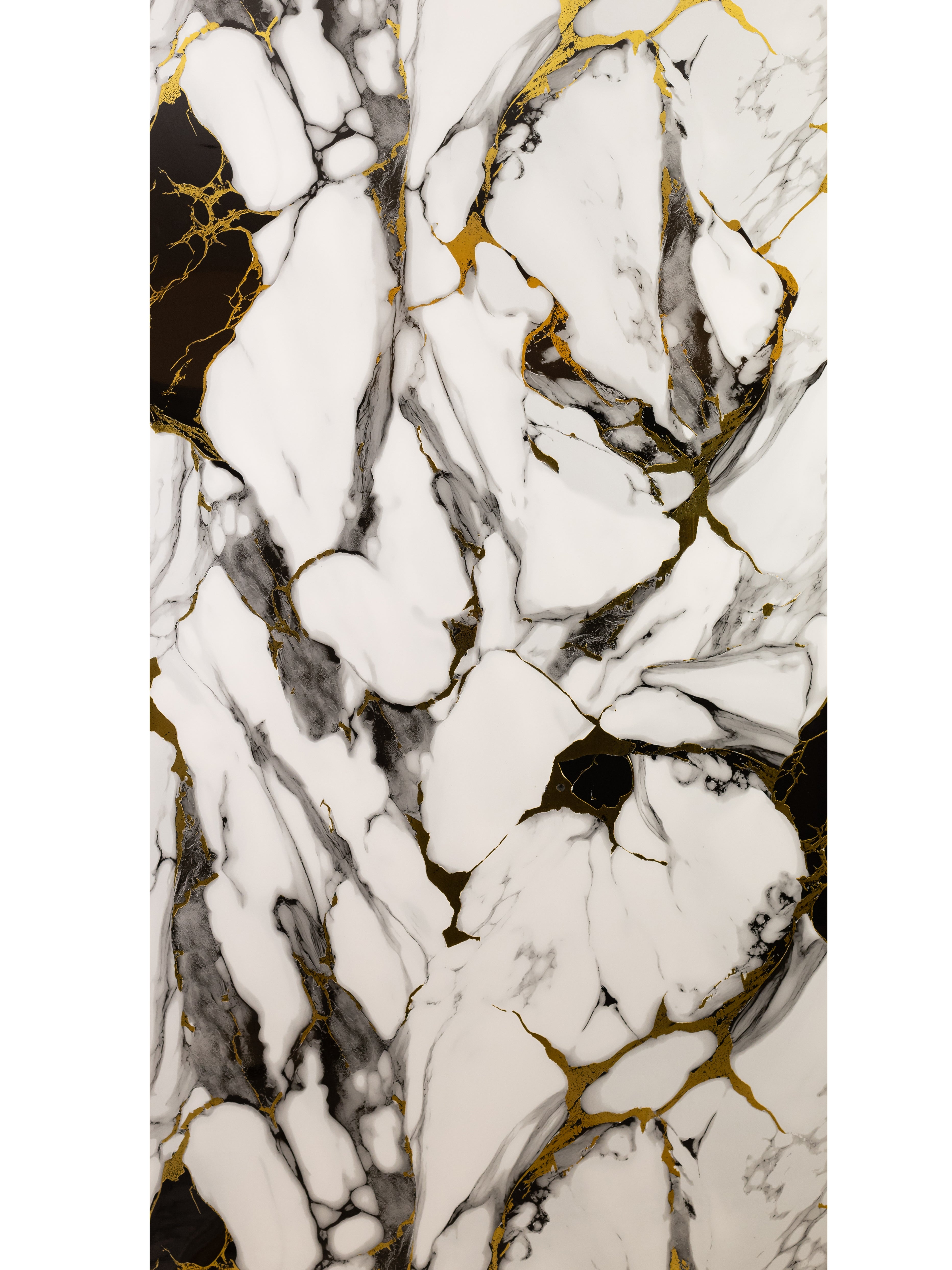 Placă Decorativă PVC – Charcoal Gold Shine, Marmură Gri-Auriu