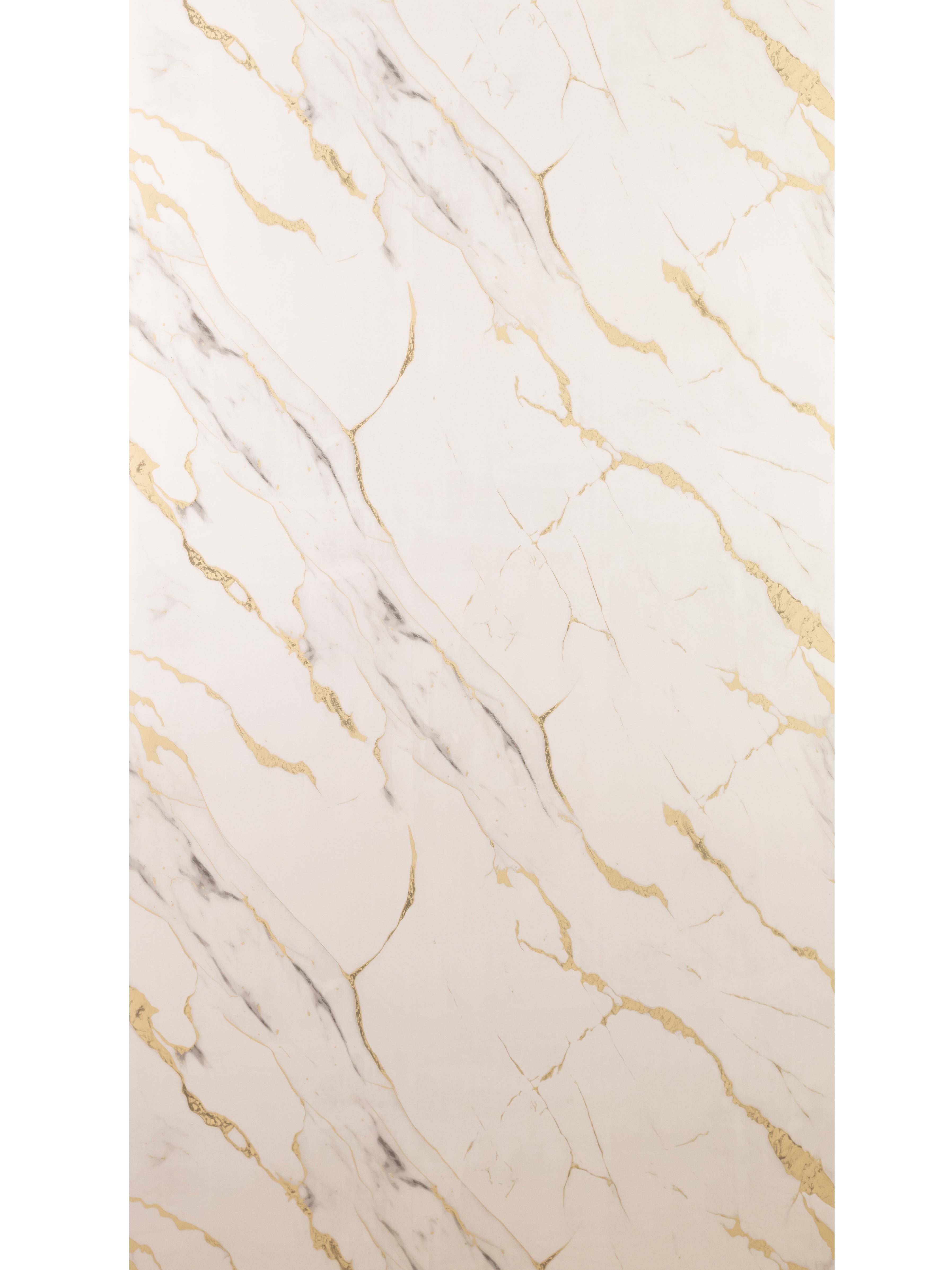 Placă Decorativă PVC – Soft Glow Shine, Marmură Albă cu Accente Galbene