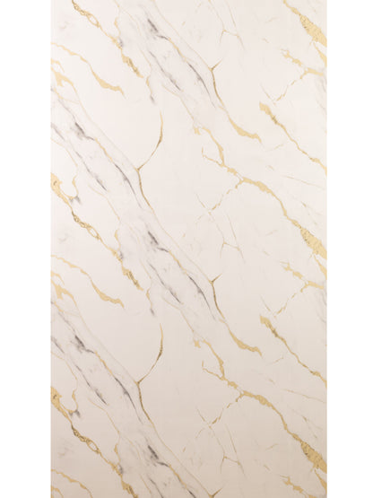 Placă Decorativă PVC – Soft Glow Shine, Marmură Albă cu Accente Galbene