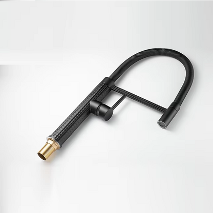 Baterie de bucătărie cu duș extractibil, pipă înaltă 49 cm, Negru, VST137