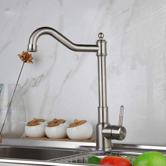 Robinet Bucătărie, Finisaj Periat Argintiu, Rotire 360°, 2 Tipuri de Spout, Design Modern, Material de Înaltă Calitate VST71
