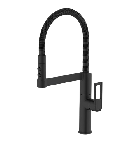 Baterie Bucătărie Negru Mat, 49 cm, Cu Duș Extractibil și Rotire 360°, VST57