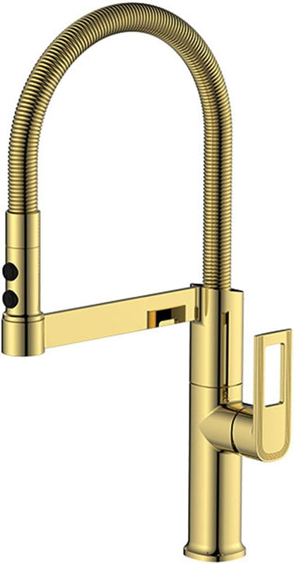 Baterie Bucătărie auriu 49 cm cu Duș Extractibil și Rotire 360° – Design Modern și Funcționalitate Superioară, vst58