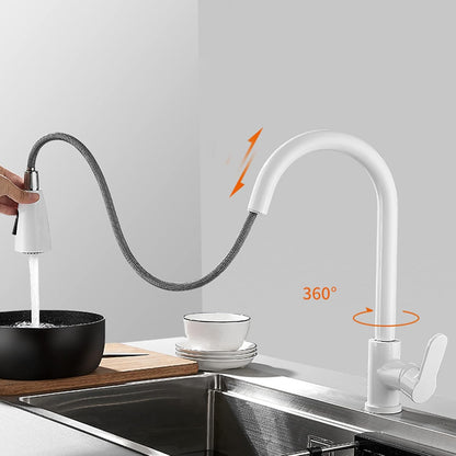 Baterie Bucătărie Telescopică Albă – Rotativă 360°, Duș Extractibil, Design Modern, vst53