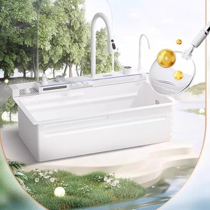 Chiuvetă Bucătărie Premium – Inox Alb mat, 75x45 cm, Accesorii Incluse