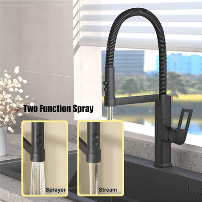 Baterie Bucătărie Negru Mat, 49 cm, Cu Duș Extractibil și Rotire 360°, VST57
