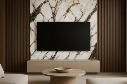 Placă Decorativă PVC – Charcoal Gold Shine, Marmură Gri-Auriu