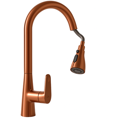 Robinet Bucătărie Rose Gold Retractabil – Design Modern cu Duș Extractibil, VST47