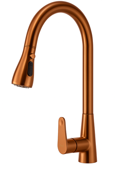 Robinet Bucătărie Rose Gold Retractabil – Design Modern cu Duș Extractibil, VST47