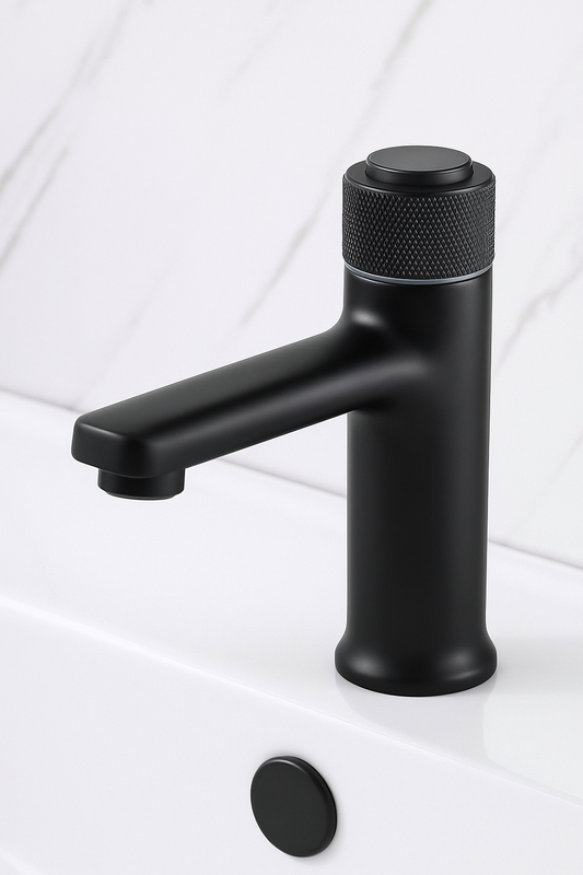 Baterie Baie Neagră Mată cu Buton Tip Apăsare – Design Modern, Finisaj Premium, VST38
