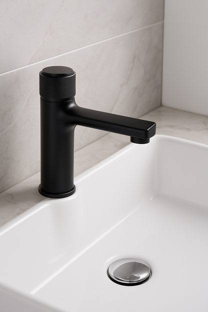 Baterie Baie Neagră Mată cu Buton Tip Apăsare – Design Modern, Finisaj Premium, VST38