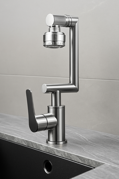 Baterie Chiuvetă Bucătărie Cromată Lucioasă – Design Complex, Rotire Extinsă 360°, VST51