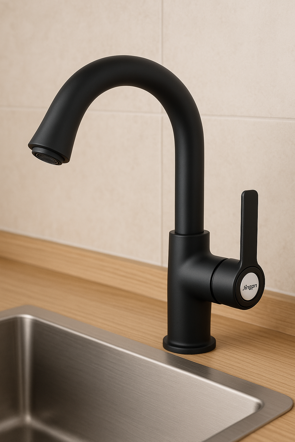 Baterie Chiuvetă Bucătărie Neagră Mată – Design Modern, Robinet Rotativ 360°, vst76