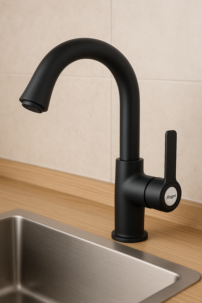 Baterie Chiuvetă Bucătărie Neagră Mată – Design Modern, Robinet Rotativ 360°, vst76