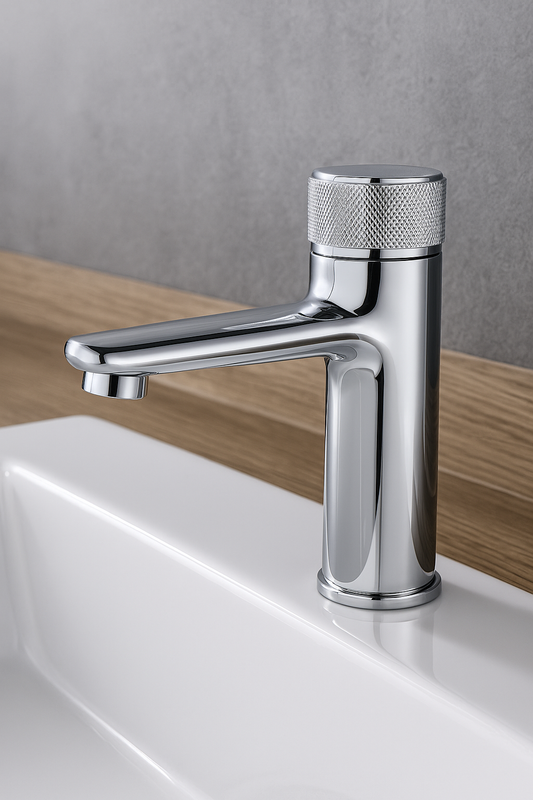 Baterie Baie Cromată cu Buton Tip Apăsare – Design Modern, Finisaj Lucios, VST37