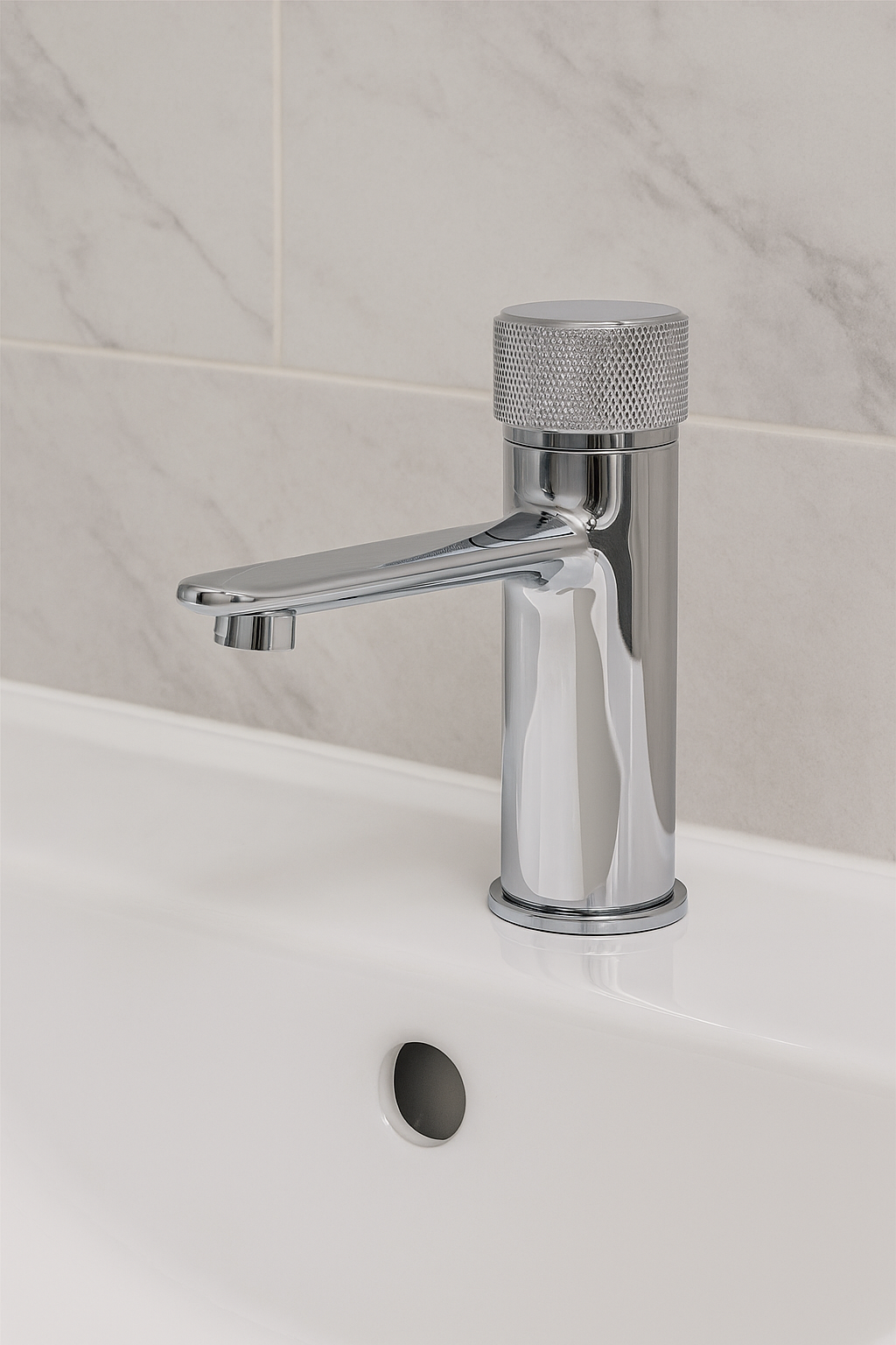 Baterie Baie Cromată cu Buton Tip Apăsare – Design Modern, Finisaj Lucios, VST37