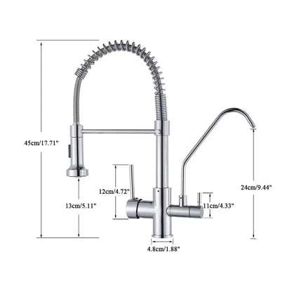 Robinet Bucătărie Dual Cromat – Apă Purificată + Apă Caldă/Rece, 360° Rotire, VST69