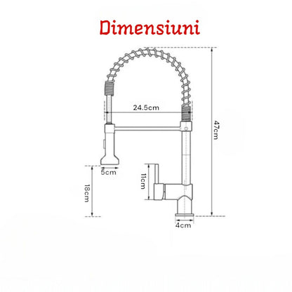 Baterie Bucătărie Profesională cu Duș Flexibil, 2 Funcții de Curgere, Finisaj Auriu Lucios, VST67