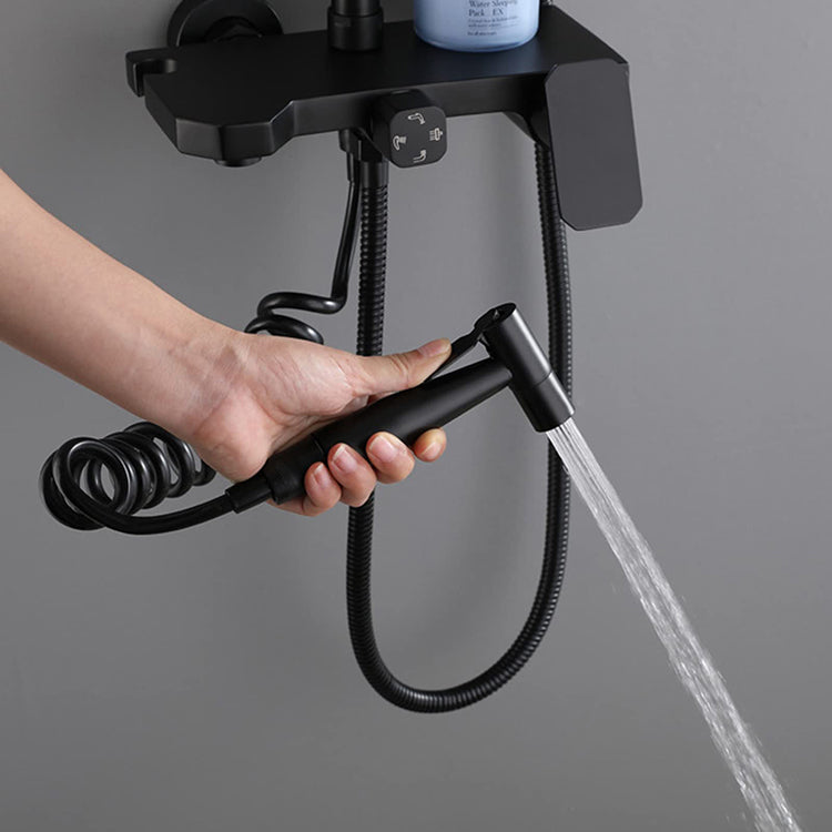 Set Baterie Perete pentru Baie și Duș Negru Mat, Design Modern cu Duș Rainfall