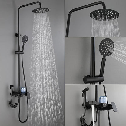 Set Baterie Perete pentru Baie și Duș Negru Mat, Design Modern cu Duș Rainfall