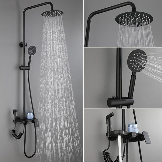 Set Baterie Perete pentru Baie și Duș Negru Mat, Design Modern cu Duș Rainfall