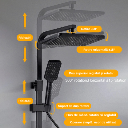 Set termostatic de duș cu LED-uri și afișaj digital