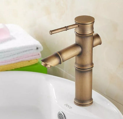 Baterie Lavoar Bronz Antichizat cu Design Bambus – Eleganță și Funcționalitate, VST22