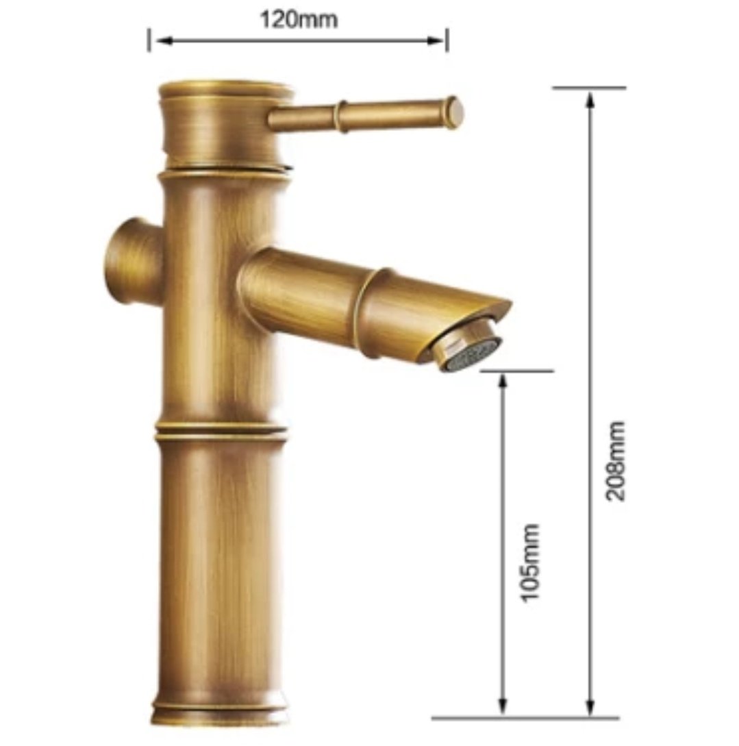 Baterie Lavoar Bronz Antichizat cu Design Bambus – Eleganță și Funcționalitate, VST22