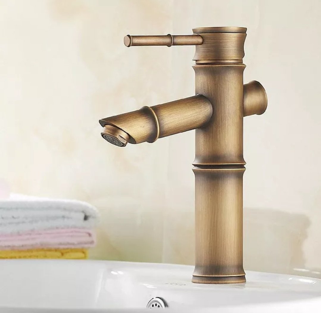 Baterie Lavoar Bronz Antichizat cu Design Bambus – Eleganță și Funcționalitate, VST22