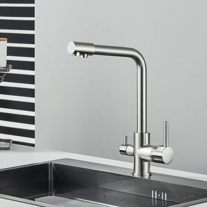 Robinet  Bucătărie,  ARGINTIU Nichelat, inclus robinet pentru apa filtrata, VST63