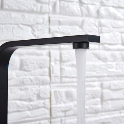 Baterie Bucătărie Minimalistă – Negru Mat, Cadru Pătrat, Monocomandă VST59