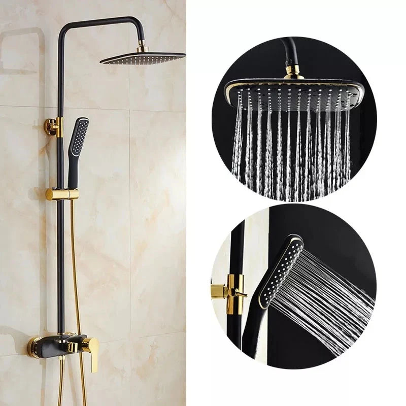 Set de Duș Premium Rama Elite - Design Auriu și Negru, cu Duș Fix și Para Mobilă