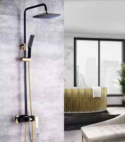 Set de Duș Premium Rama Elite - Design Auriu și Negru, cu Duș Fix și Para Mobilă