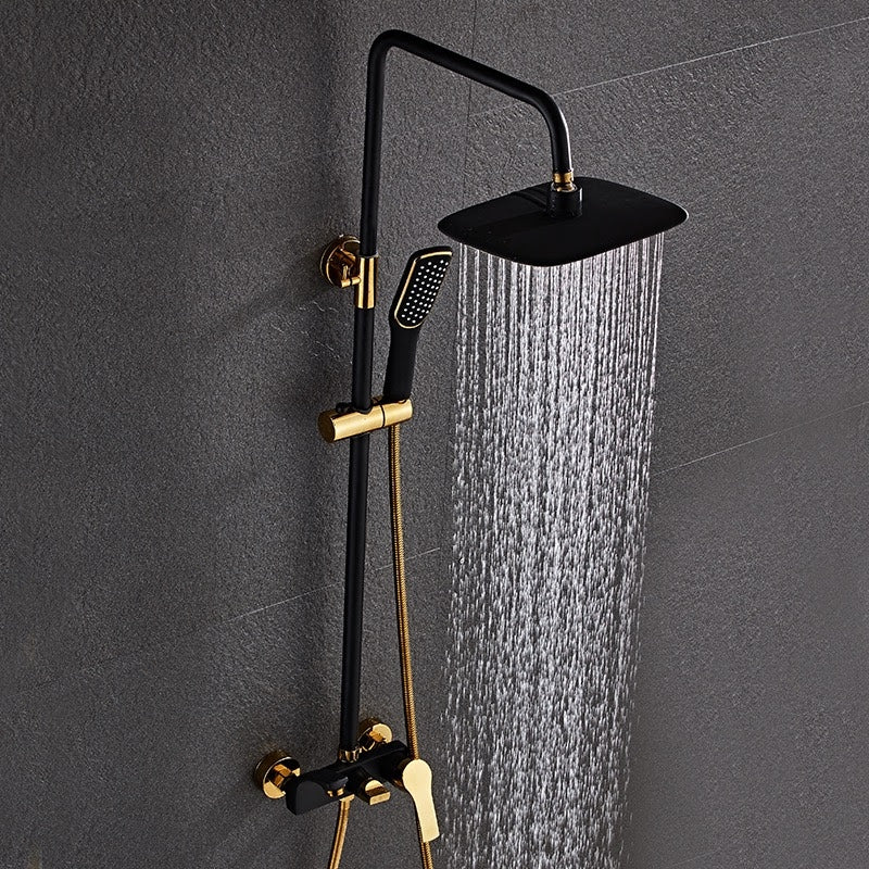 Set de Duș Premium Rama Elite - Design Auriu și Negru, cu Duș Fix și Para Mobilă