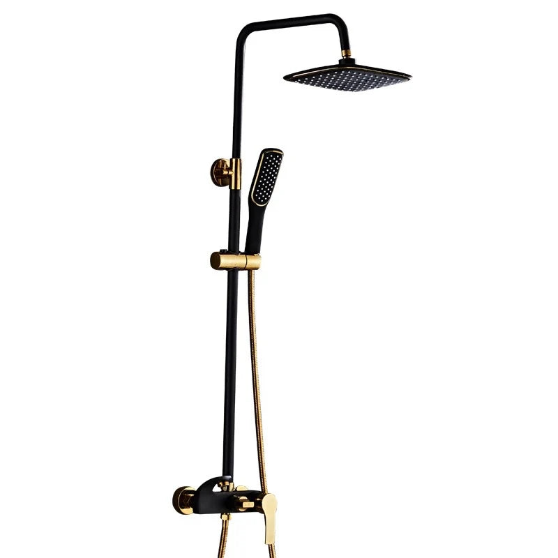 Set de Duș Premium Rama Elite - Design Auriu și Negru, cu Duș Fix și Para Mobilă