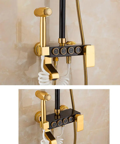 Set Duș Elegant Negru/Auriu, Cu 4 functii, Design Modern, vst101
