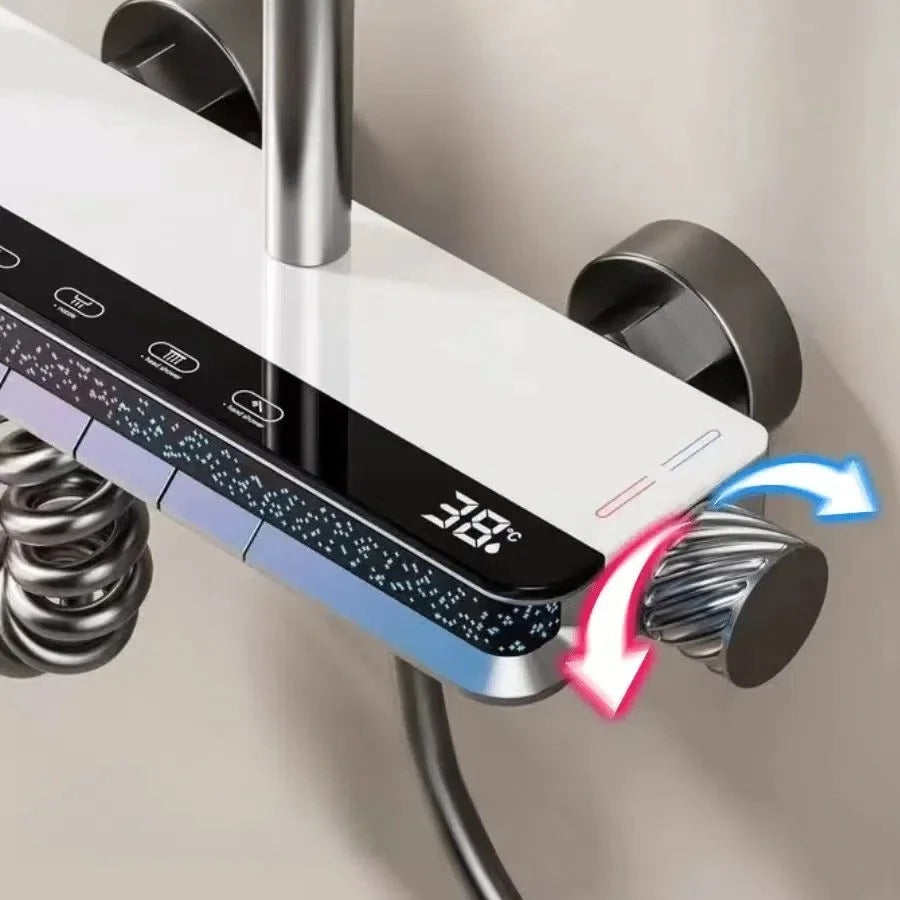 Coloană Duș NeoTherm – LED, Termostat, 4 Funcții, Alb