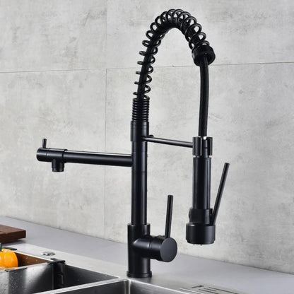 Baterie de Bucătărie DualFlow – Pipă Dublă & Duș Detașabil, Negru VST117