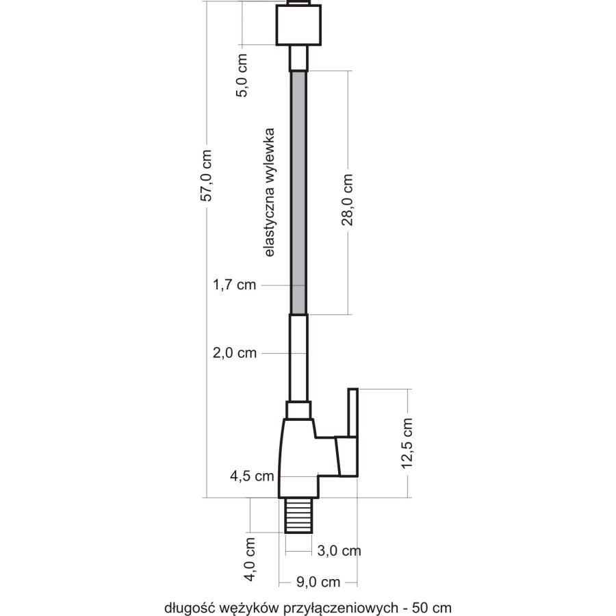 Baterie de Bucătărie cu Braț Flexibil, Perlator și Design Modern – Negru, 57 cm, VST81