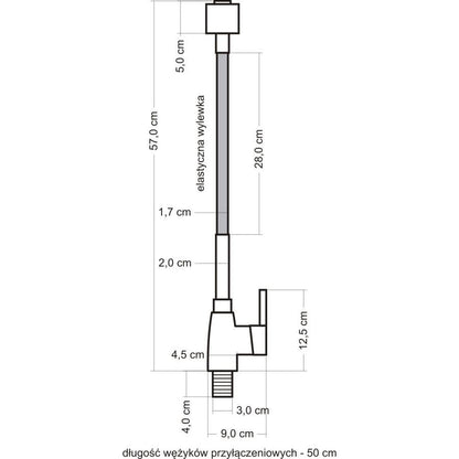 Baterie de Bucătărie cu Braț Flexibil, Perlator și Design Modern – Negru, 57 cm, VST81